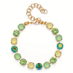 💎NEW Chic Green & Yellow Rhinestone Bracelet - In A Golden Setting